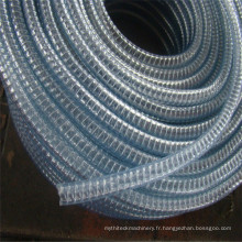 La Chine fabriquent le tuyau d&#39;aspiration clair renforcé par PVC de fil d&#39;acier de 3 pouces pour l&#39;huile comestible